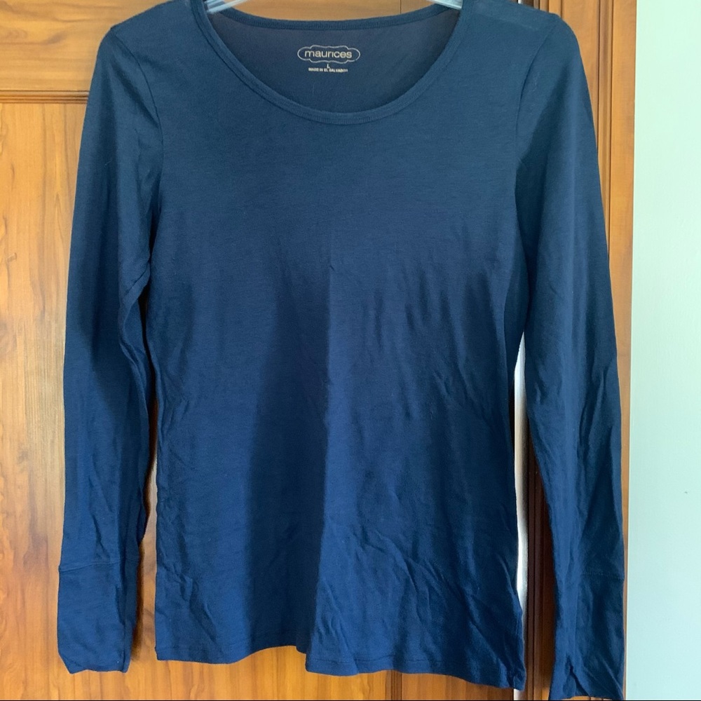 Thin Navy Blue Long Sleeve Shirt